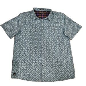 William Murray Golf Tie One On Button Down Shirt Mens XL Blue AOP Pattern Golf